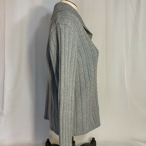 KAREN SCOTT Women Gray Knit Sweater (Size Large) SHAWL-COLLAR - Picture 5 of 7